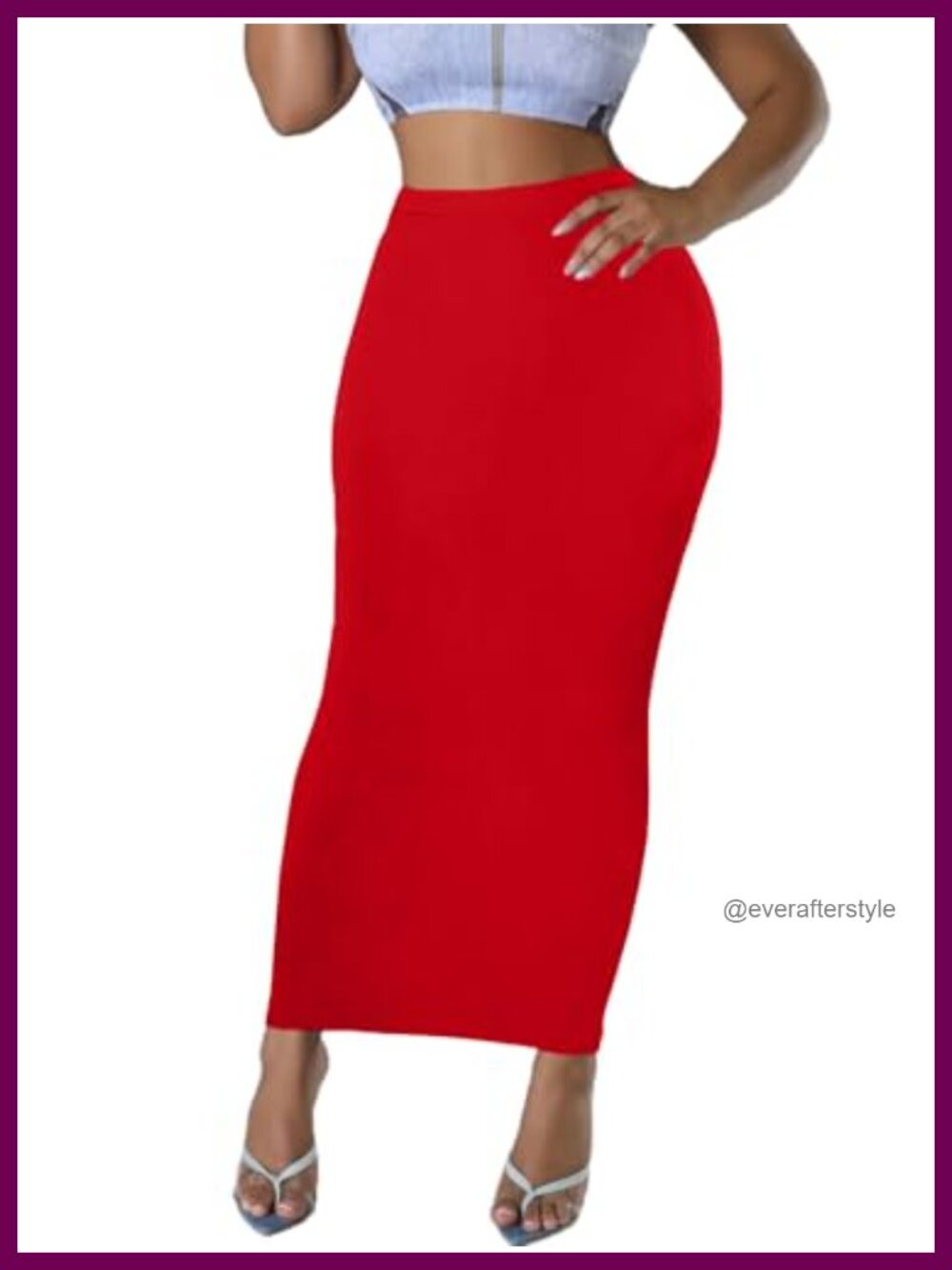 High Waisted Long Pencil Skirt Bodycon Maxi Polyester Blend